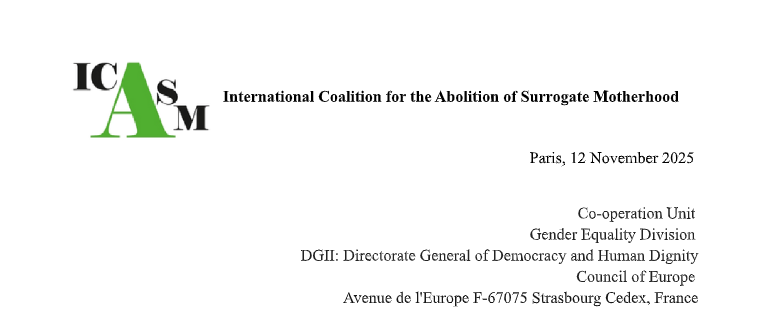 CIAMS_Coalition's tweet image. Last November we wrote to the Council of Europe to express our deep concerns regarding Draft Law No. 13683 on the “Application of Assisted Reproductive Technologies” and the alternative Draft Law No. 13683‑1.

These proposals would further institutionalise #surrogacy rather than