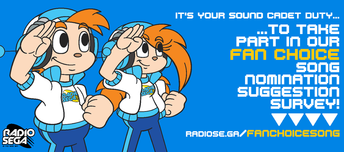 RadioSEGA's tweet image. Today's the FINAL day for our RadioSEGA Fan Choice Song Nomination Suggestion Survey! It's your Sound Cadet duty to head to radiose.ga/fanchoicesong, check the eligible soundtracks list there then fill out the survey with your five (5) #SEGA / #Atlus song picks from 2025!