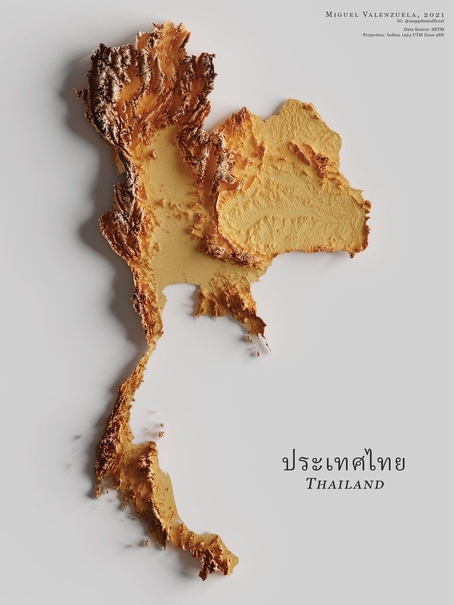theepicmap's tweet photo. The topography of Thailand https://t.co/Dqdnwui7zG