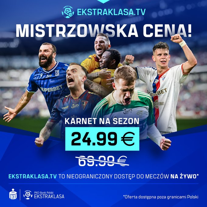 ekstraklasa_EN's tweet photo. Championship emotions at a championship price! 💥

Get ready for the return of the PKO BP #Ekstraklasa! 🔙🏆

Watch worldwide* on ➡️ https://t.co/A4OzzbTvJF!

[* excluding Poland, Russia and Belarus] #autopromotion https://t.co/ZzhEiFTWQq