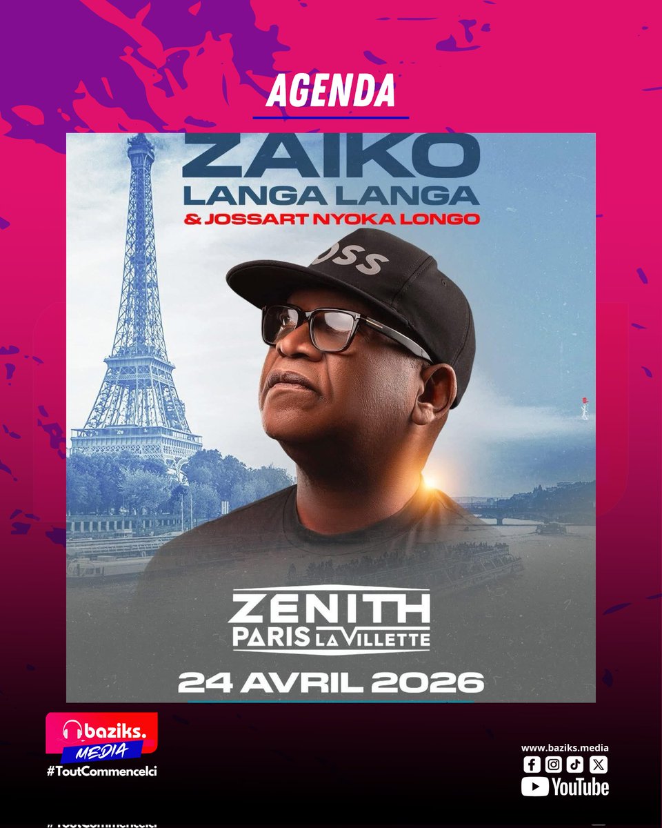 BaziksMedia's tweet image. AGENDA | CONCERT 

24 ans après, Ya Jossart Nyoka Longo  et le légendaire Zaïko Langa Langa donnent rendez-vous aux amoureux de la rumba et du seben au Zénith de Paris.
Des titres cultes, des souvenirs intemporels et une ambiance qui a marqué des générations. 
📅 24 avril 2026