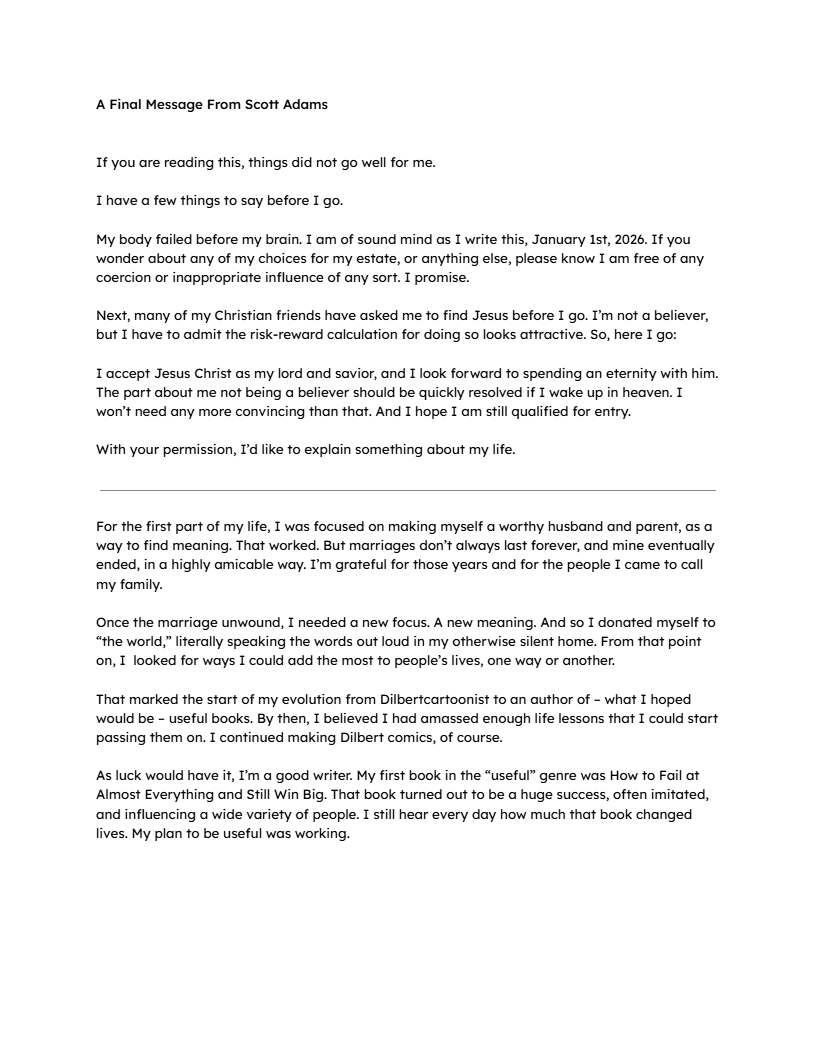 SumitMitraIndia's tweet photo. Rest in peace Scott Adams. I respect you. Loved your work you are great man. https://t.co/YW5kvE8EhQ