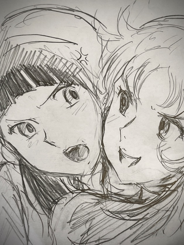 本日の休憩中の落書き〜

マリさや甲児の妄想三角関係

マリア「甲児ぃ〜
私の予知だと、
こいつ10年後もいい歳してミニスカパイスーしてるわよぉ〜」

さやか「そ、そんなの私の勝手でしょっ⁉️
ていうか、甲児くんっ⁉️
私より宇宙人がいいのっ⁉️いいのねっ⁉️」 