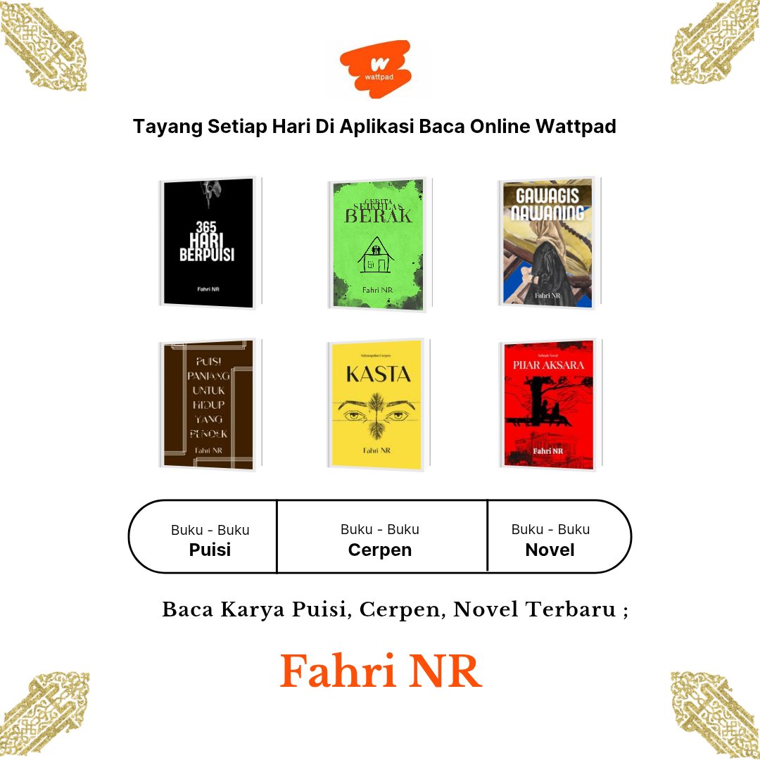 wattpad.com/story/40645730…

*Fahri NR - Penulis Republik Indonesia Masa Bakti Tahun 1993 Hingga Tahun Kematiannya Kelak.