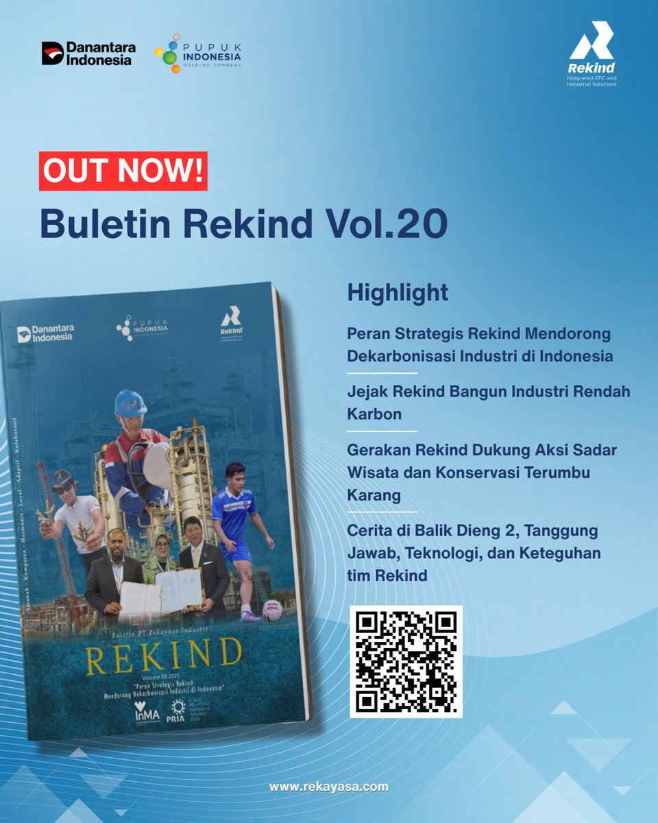 Rekindist, Buletin Rekind Volume XX resmi hadir!

Tema edisi kali ini menyoroti peran strategis Rekind dalam mendorong dekarbonisasi industri di Indonesia—mulai dari inovasi, efisiensi energi, hingga penguatan ekosistem rendah karbon.

online.fliphtml5.com/kjlsw/BULETIN-…