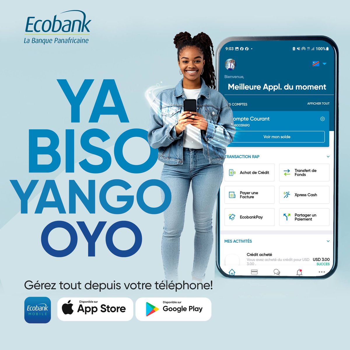 📱 Ecobank Mobile LIBANGA !
Emportez la banque partout avec vous 🌍

Avec l’application Ecobank Mobile, vos opérations sont rapides, simples et sécurisées, où que vous soyez ! 💳✨
👉 Téléchargez maintenant : bit.ly/3fdvRti

#EcobankRDC #EcobankMobile #BanqueDigitale