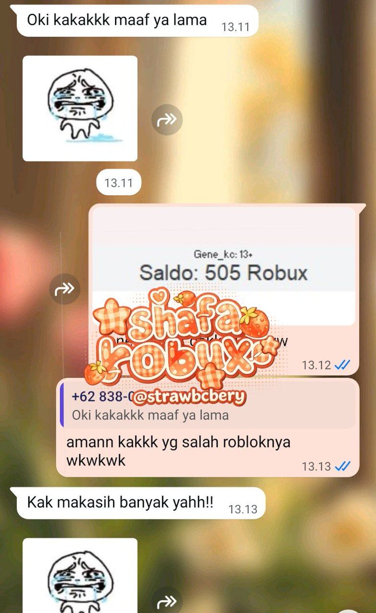strawbcbery's tweet image. 🍓 ─ testi pembelian 500 robux. more testi bisa cek di bio aku.