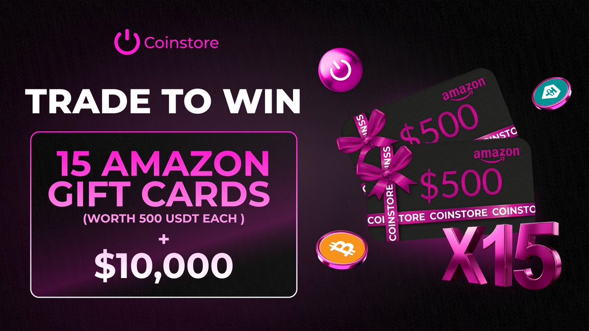 CoinstoreExc's tweet image. Trade Now: Share 10,000 USDT + Win Amazon Gift Cards! 🎉

The market is moving — and Coinstore rewards traders who take action.

🔥 Share 10,000 USDT in rewards
🎁 Win 15 Amazon Gift Cards, worth 500 USDT
⚔️ One Trading Competition. One Goal: TRADE &amp;amp; WIN.
📈 Trade during the…