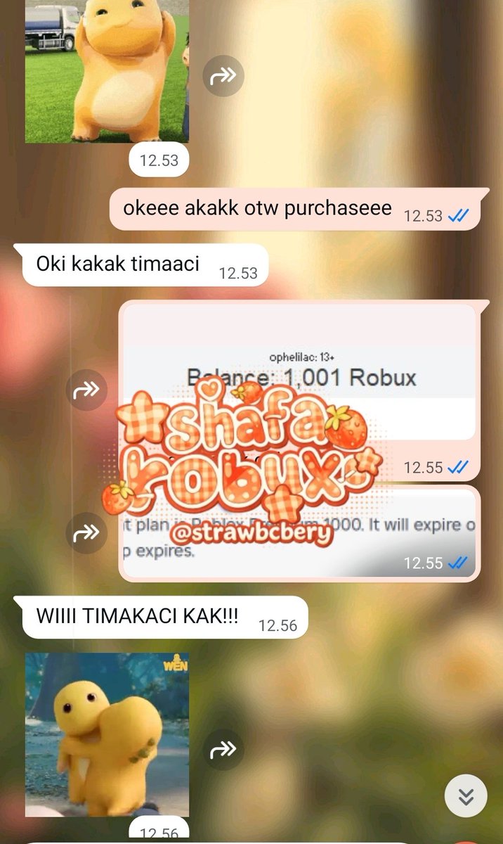 strawbcbery's tweet image. 🍓 ─ testi pembelian 1000 robux. more testi bisa cek di bio aku.