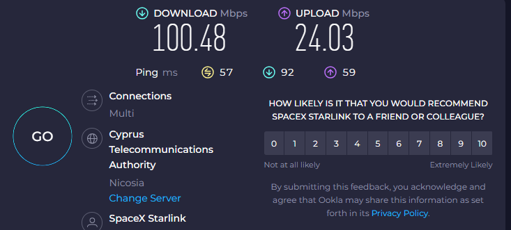 GcodeXS's tweet photo. Bence ada şartları da olsa idare eder bakalım Türkiye'de nasıl olacak.
#Starlink #Cyprus #HighSpeedInternet
#RuralInternet
#GlobalConnectivity
#SpaceInternet
#LowLatency 
@elonmusk https://t.co/yWtntnqLl3