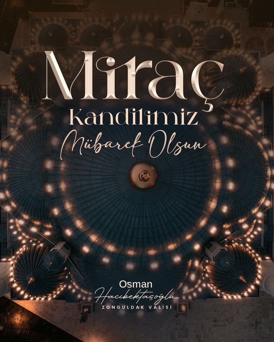 Miraç, insanın inancını, vicdanını ve sorumluluğunu yeniden düşünmesine vesile olan müstesna bir tefekkür gecesidir. Bu anlamlı zamanın; toplumsal hayatımızda adalet, merhamet ve dayanışma duygularını güçlendirmesini temenni ediyorum.

Miraç Kandili’nin ülkemize, milletimize ve