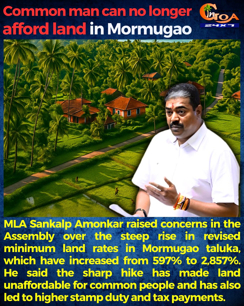 InGoa24x7's tweet image. Common man can no longer afford land in Mormugao

#Goa #GoaNews #CommonMan #CantAfford #Land #Mormugao       @SankalpAmonkar