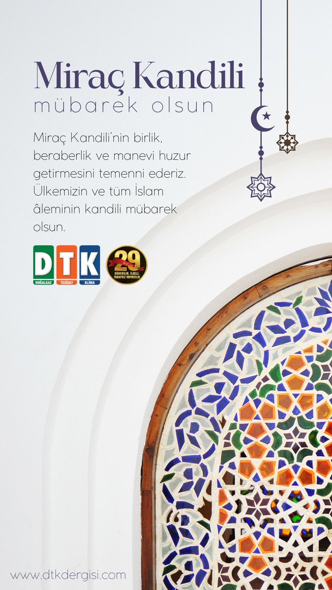 Miraç Kandili’nin birlik, beraberlik ve manevi huzur getirmesini temenni ederiz. Ülkemizin ve tüm İslam âleminin kandili mübarek olsun.  

DTK Dergisi