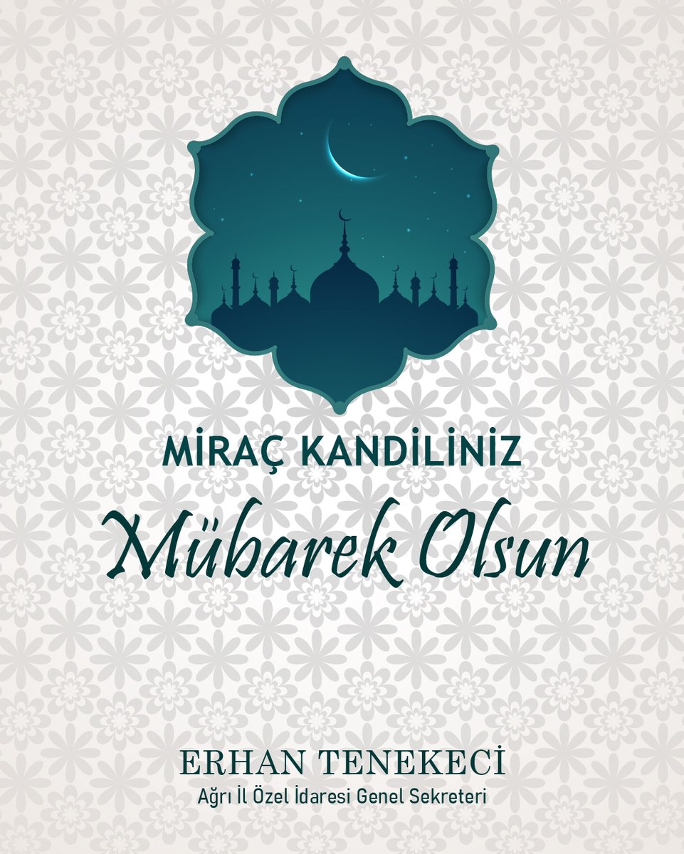 Mübarek Miraç gecesinin ilimize, ülkemize ve tüm İslam alemine hayır, huzur ve selamet getirmesini temenni ediyorum.

Tüm hemşehrilerimin Miraç Kandili mübarek olsun.