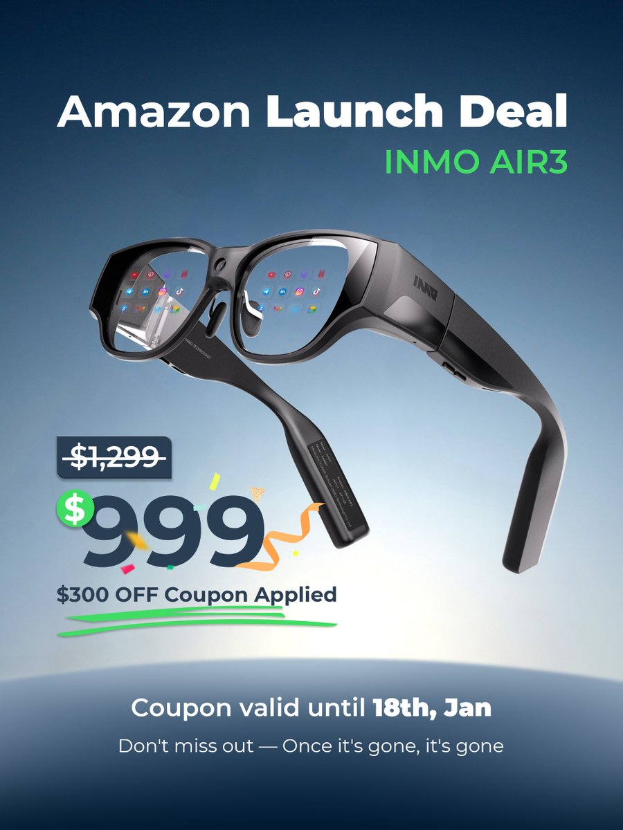 inmoxreality's tweet image. INMO AIR3 is now available on Amazon for users who prefer Amazon fulfillment🚀

Kindly note that this listing:
• Is priced higher than Kickstarter rewards💡
• Does not include the ring accessory ⚠️

👉Amazon listing: amazon.com/dp/B0G25CRXX6

#inmo #inmoair3 #augmentedreality
