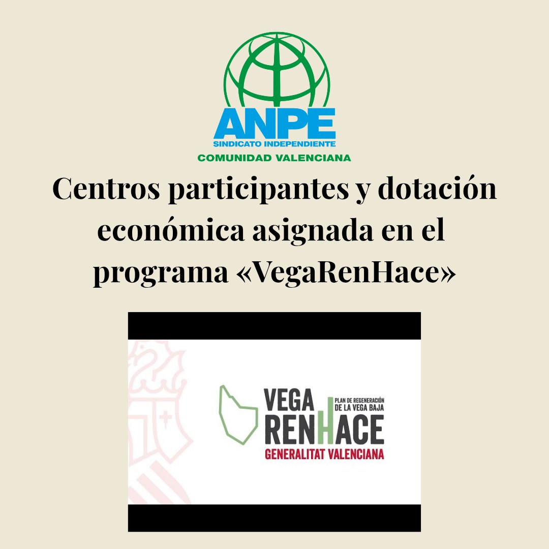 Programa «#VegaRenHace»

🗓️ Los centros deben justificar los gastos hasta el 28 de febrero de 2026.

🔗 Todos los detalles en este enlace: anpecomunidadvalenciana.es/notices/200105

_ANPE #DocentesComoTú #SindicatoIndependiente #SóloDeEnseñanzaPública_