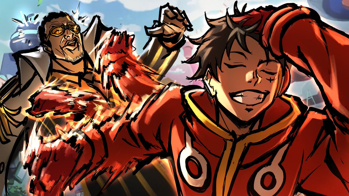 sumollama1's tweet image. Luffy canonically no diffs kizaru btw