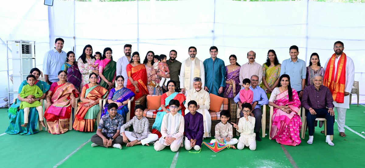 naralokesh's tweet photo. This is us - rooted in tradition, united by family. As we thank the farmer, the land, and the sun for a bountiful harvest, may our homes be filled with happiness and harmony. Wishing everyone a very Happy #Sankranthi. https://t.co/uVao953tgX