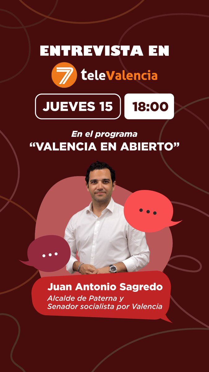 #ENTREVISTA 🎙️

Este jueves 15 de enero, a las 18h, estaré en el programa Valencia en Abierto de <a href="/7TeleValencia/">7 TeleValencia</a> 📺 

Nos escuchamos ✨