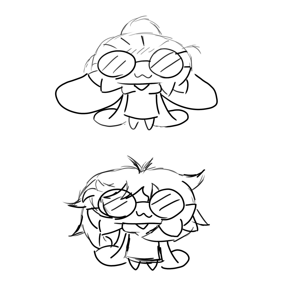 Dia 805, hoy dos dibujos simples por no dibujar ayer jsjsj, hice solo cosas simples, un acercamiento al avatar con cabello largo bien antisocial y dos dibujos de mi avatar con el cabello como lo tengo amarrado y con el cabello de mi antiguo avatar. ninguno me gusto con los lentes