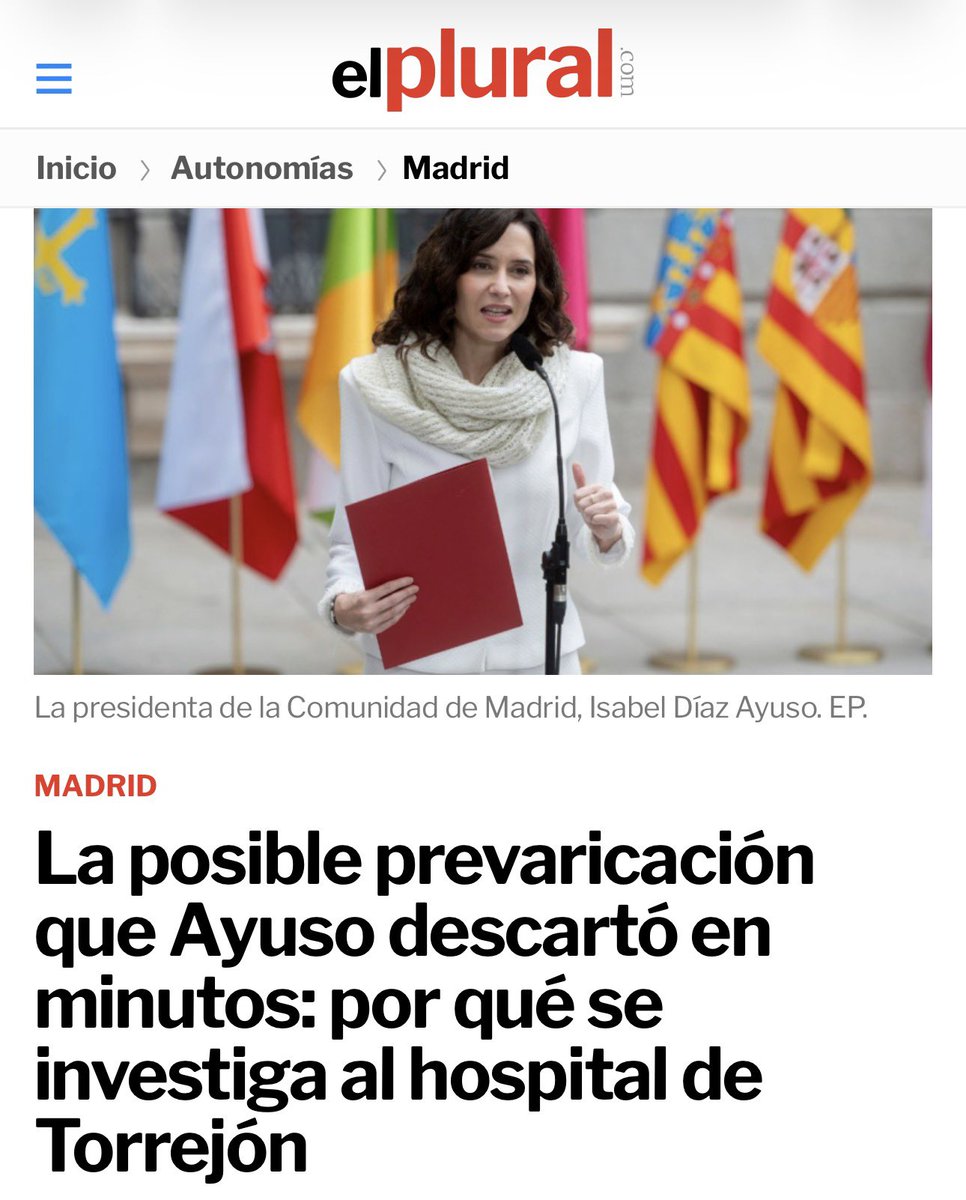 ‼️ Ayuso descartó irregularidades en Torrejón “en minutos”. La Fiscalía ha abierto diligencias por prevaricación.

Los audios: instrucciones para aumentar listas de espera, rechazar pacientes “no rentables” y reutilizar catéteres de un solo uso.

Esto es su modelo sanitario.