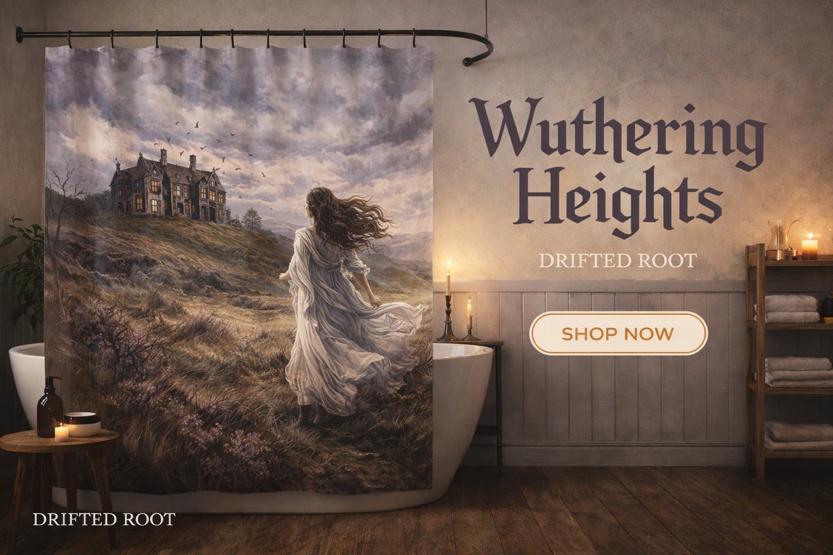 driftedroot's tweet image. Some find a shower. You find a sanctuary on the moors.
This collection is for those who feel stories in their bones. Which design is your soul's echo?
Shop the new collection &amp;amp; use SOCIAL10.
driftedroot.com
#WutheringHeights #showercurtain #bathroom #gift