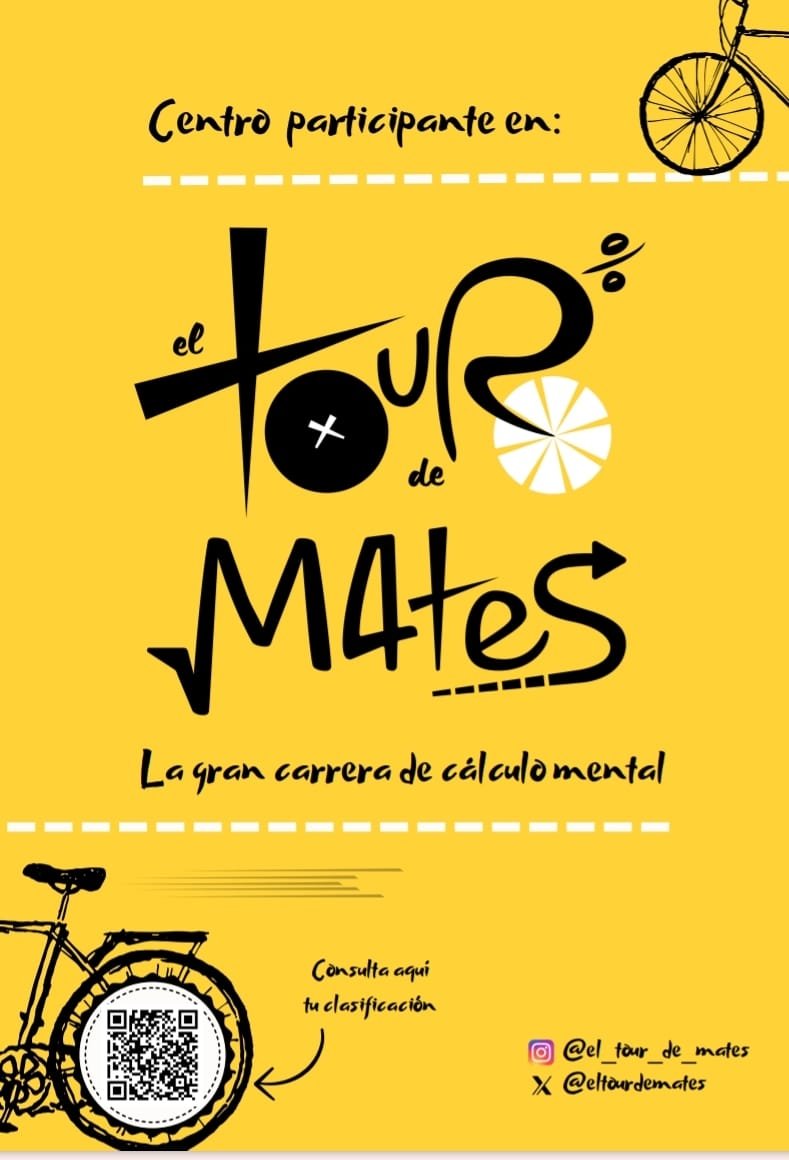 Este año nuestro centro participa en el Tour de Mates, una competición didáctica para desarrollar y fomentar el cálculo mental. ¿Quiénes serán los más rápidos?  @elTourDeMates