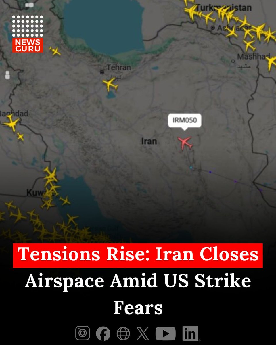 newsgurupk's tweet image. Tensions Rise: Iran Closes Airspace Amid US Strike Fears

Read more: newsguru.pk/world/iran-clo…

#NewsGuru #IranAirspaceClosure #FlightDisruption #GlobalAviation #MiddleEastTensions