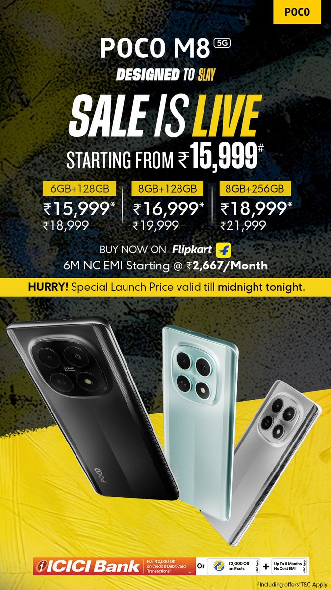 Jab mobile prices increase ho rahe hain aur market me memory shortage ka scene chal raha hai, uss time POCO M8 ka itna acha price point milna kaafi surprising hai 🔥
Budget users ke liye solid value-for-money deal 📱💯
#POCOM85G <a href="/IndiaPOCO/">POCO India</a>