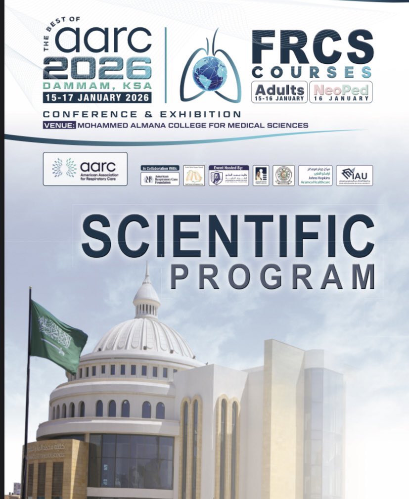 machsCollege's tweet photo. انطلاق مؤتمر الجمعية الأمريكية للرعاية التنفسية (The Best of AARC 2026)، الذي تستضيفه #كلية_محمد_المانع_للعلوم_الطبية في مدينة الدمام، خلال الفترة من 15 إلى 17 يناير، بمشاركة نخبة من الخبراء والمتخصصين من داخل المملكة وخارجها، ويتضمن المؤتمر جلسات علمية وورش عمل تخصصية لمناقشة أحدث المستجدات في مجال الرعاية التنفسية.

#AARC2026
#الرعاية_التنفسية