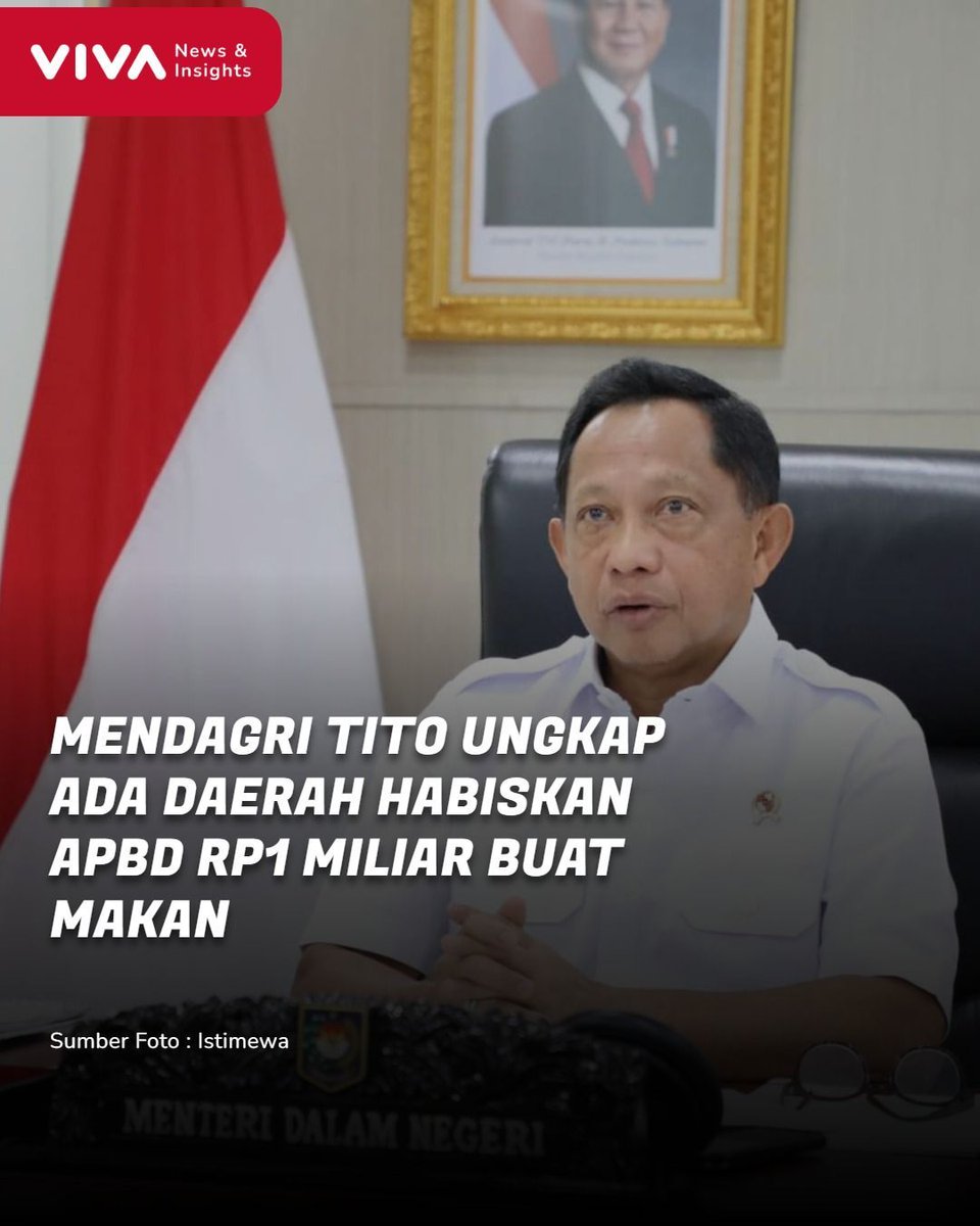 VIVAcoid's tweet photo. Menteri Dalam Negeri (Mendagri) Tito Karnavian mengungkapkan ada satu daerah yang menghabiskan APBD sebesar Rp1 miliar dalam satu hari hanya untuk kebutuhan makan dan minum.
Selengkapnya https://t.co/X5fLHG3Y7Q
__
#VIVACOID #Mendagri #Tito #APBD https://t.co/KYHBhqGh5l
