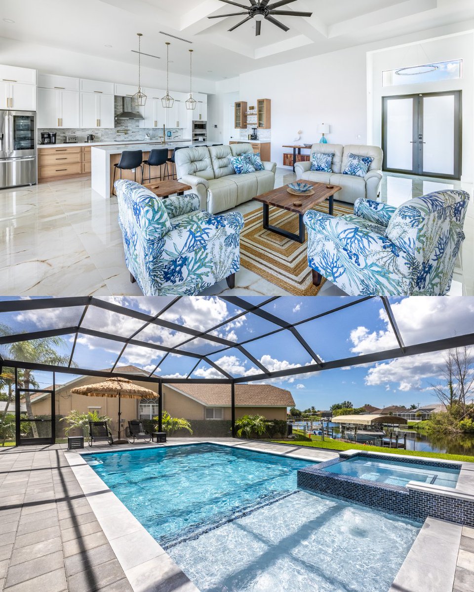 seabim's tweet image. Built in 2022, Villa Ultravionic impresses with high ceilings, open living areas, and thoughtfully curated details, perfect for relaxed luxury living.

Discover more: seabim.com/ultrovionic

 #Seabim #Vacationrentals #CapeCoral #Florida #vacationrental #Vacation
