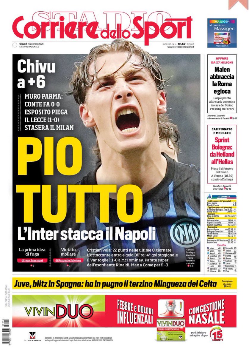 pisto_gol's tweet image. PrimePagine #15gennaio Campo largo