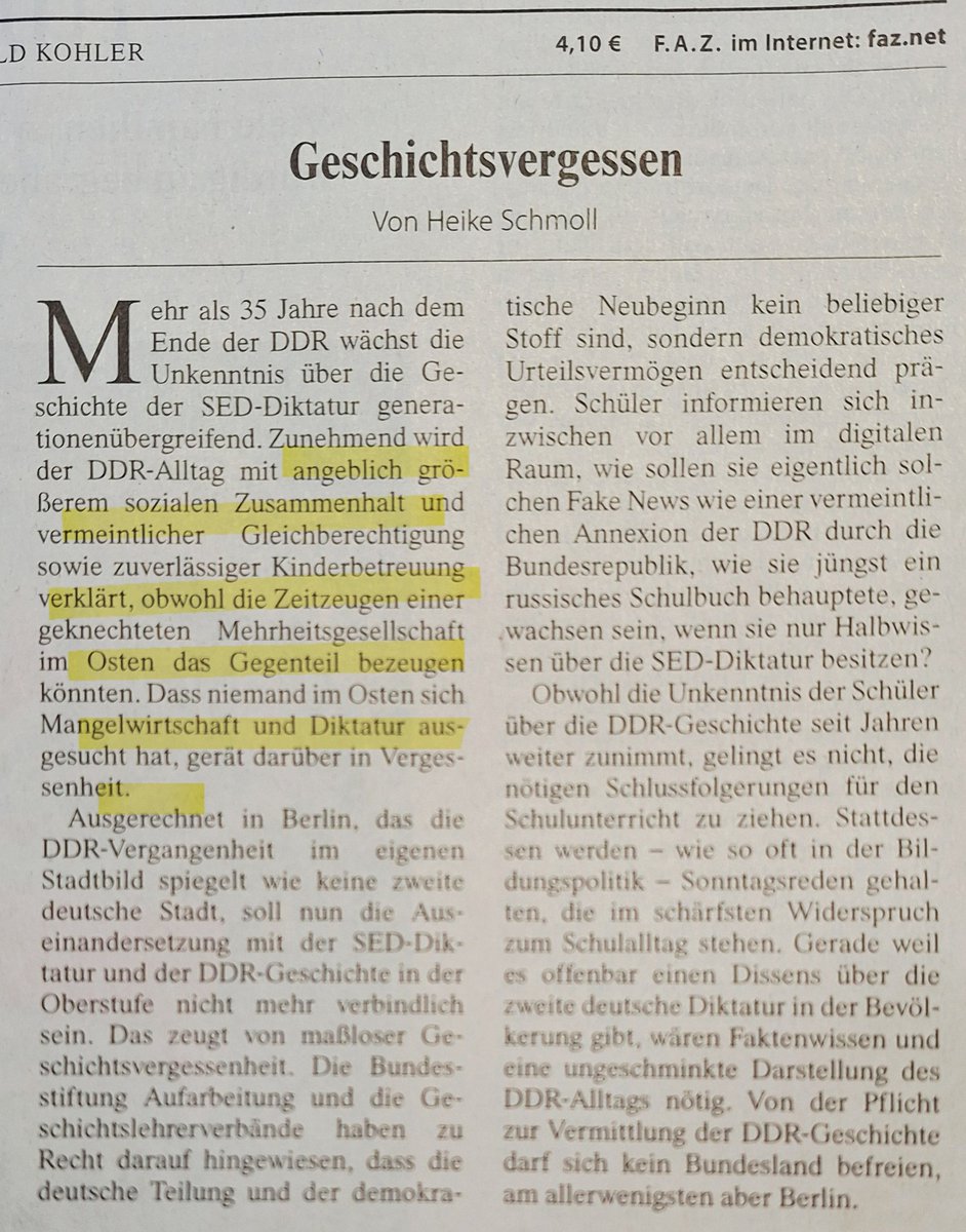 Es ist meines Erachtens kein Zufall,  dasd die DDR aus dem Geschichtsunterricht gestrichen werden soll.