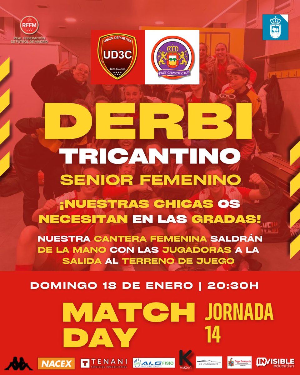 ⚔️ 𝐃𝐄𝐑𝐁𝐈 𝐓𝐑𝐈𝐂𝐀𝐍𝐓𝐈𝐍𝐎 ⚔️

Este 𝗗𝗢𝗠𝗜𝗡𝗚𝗢 no tenemos un partido cualquiera, tenemos un 𝗨𝗡 𝗕𝗨𝗘𝗡 𝗗𝗘𝗥𝗕𝗜 𝗧𝗥𝗜𝗖𝗔𝗡𝗧𝗜𝗡𝗢 de nuestro 𝗦𝗘𝗡𝗜𝗢𝗥 𝗙𝗘𝗠𝗘𝗡𝗜𝗡𝗢 ⚔️🔴

🆚 <a href="/CDFTRESCANTOS/">Tres Cantos CDF ®</a> 
🏟️ 𝗖𝗮𝗺𝗽𝗼 𝗞𝗲𝗸𝗮 𝗩𝗲𝗴𝗮 
🕕 𝟮𝟬:𝟯𝟬𝗵