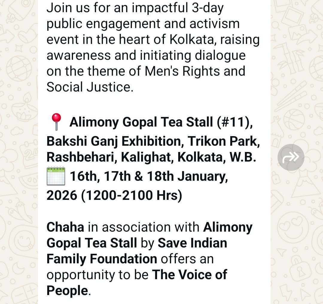 First ever Alimony Gopal Tea Stall will be part of an exhibition at Kolkata starting from tomorrow, 16th January.

Location:
share.google/nE3CHvkTk0juuL…

For more details, please call
+91 76195 97648
