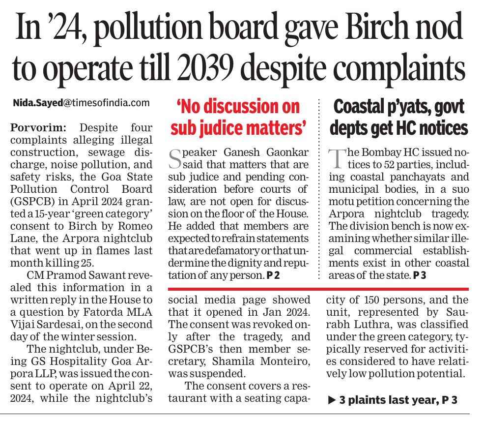 RajeshMenon70's tweet photo. Here is the real story behind Romeo by Birch operations. Our consistent reporting about blatant violations has been vindicated by none other than @goacm @DrPramodPSawant. We @TOIGoaNews published this on Jan 14 on our front page. 
#ArporaInferno
#Birch
#goanightclubfire