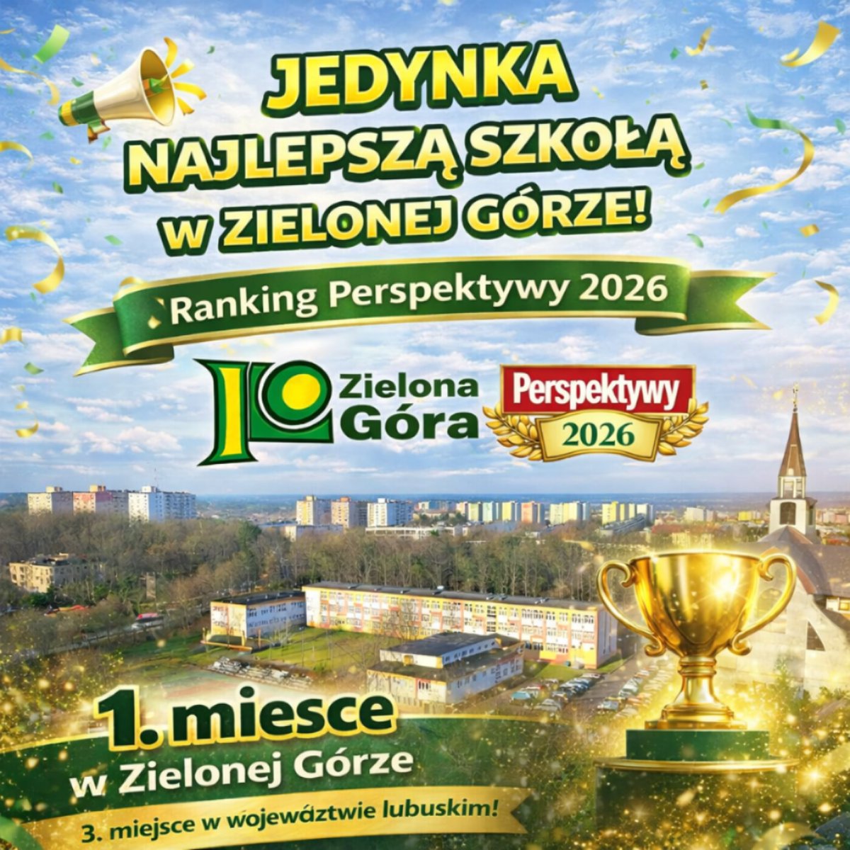 W tegorocznym rankingu ,,Perspektyw" (za rok 2025) Budowlanka zdobyła 5. miejsce wśród wszystkich techników w Polsce, 1. miejsce wśród szkół budowlanych oraz 1. miejsce wśród techników w województwie lubuskim. A nasza Jedynka jest najlepszą szkołą w Zielonej Górze! #MiastoZG