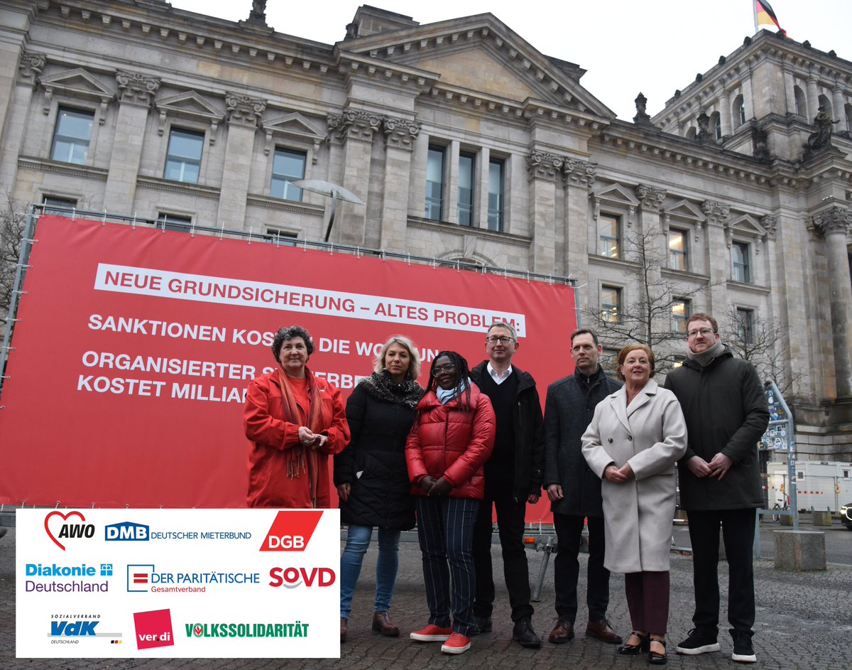 Neue Grundsicherung verschärft soziale Not und Wohnungslosigkeit - Bündnis aus <a href="/AWOBund/">AWO Bundesverband</a>, <a href="/dgb_news/">DGB - Deutscher Gewerkschaftsbund</a> , @dmbMieterbund,  <a href="/diakonie/">Diakonie Deutschland</a>, <a href="/Paritaet/">Der Paritätische</a> , <a href="/SoVD_Bund/">SoVD – Sozialverband Deutschland e.V.</a>, <a href="/VdK_Deutschland/">Sozialverband VdK</a>, Verdi und <a href="/volkssoli_bv/">Volkssolidarität Bundesverband e. V.</a> fordert, bei der Bürgergeld-Reform nachzubessern 👉 mieterbund.de/aktuelles/meld…