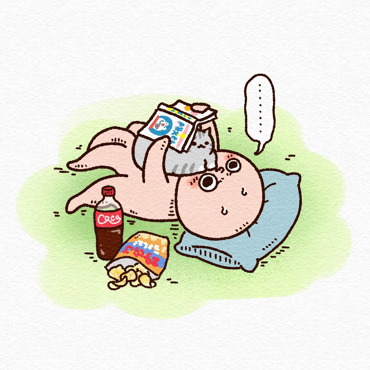 _chiiman's tweet image. マンガ読んでたら、間に入り込まれた📖