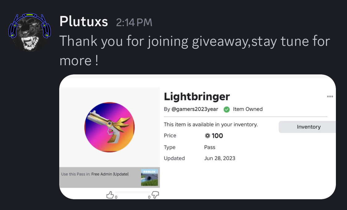 Vouch to <a href="/OopsWorks_Games/">OopsWorks Games</a> for giveaway! It was so fast and real thanks robux.