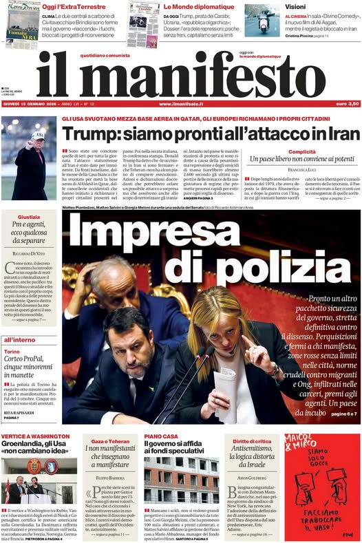 BlobRai3's tweet photo. "PULIZIA" DI STATO?!
(Refusi).
Pronto un altro pacchetto sicurezza del governo, stretta definitiva contro il dissenso. Perquisizioni e fermi a chi manifesta, zone rosse senza limiti nelle città, norme crudeli contro migranti e Ong,  Un paese da incubo ...
#blob ore 29 Rai3 https://t.co/VFlc1waB3w