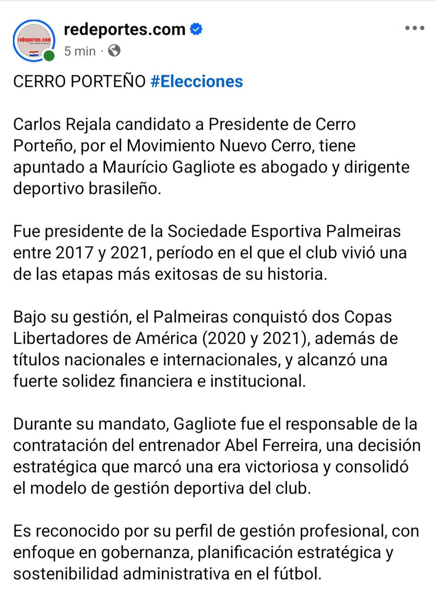 JuanGDENIS's tweet photo. Una reseña de Maurício Gagliote, CEO de Carlos Rejala candidato a Presidente de Cerro Porteño, por el Movimiento Nuevo Cerro. #650AM 
Facebook #redeportescom 🇵🇾 https://t.co/Bg6cGMV577