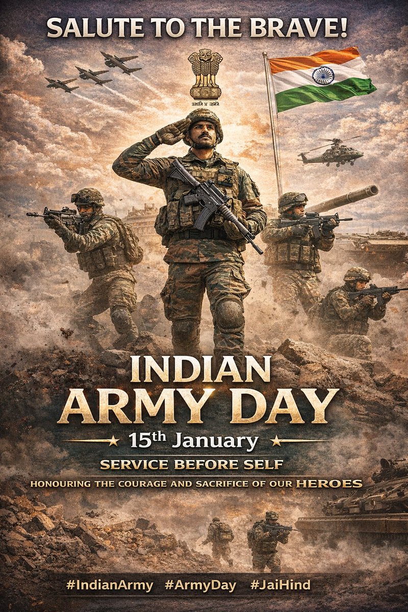 🇮🇳 15 जनवरी – सेना दिवस जिनके कंधों पर देश सांस लेता है, जिनकी नींद सीमाओं पर जागती है, जिनके लिए "शहीद" शब्द सम्मान है, डर नहीं। हमारी फौज को सलाम, हर उस जवान को प्रणाम जो कहता है – "आगे बढ़ो, पीछे मैं हूँ।" 💪🔥 जय हिंद 🇮🇳 #IndianArmyDay #सेनादिवस #JaiHind