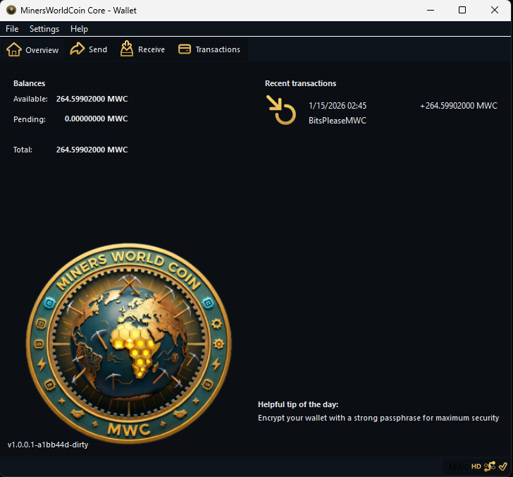 OBitsPlease's tweet image. The MWC block I found has made its way to my wallet, I call that a win. New CPU mineable coin, Join me on RPlant pool and grab some MWC before hashrate skyrockets. @minerworldcoin #CPU #CPUmining #specmining Spec mining is fun.