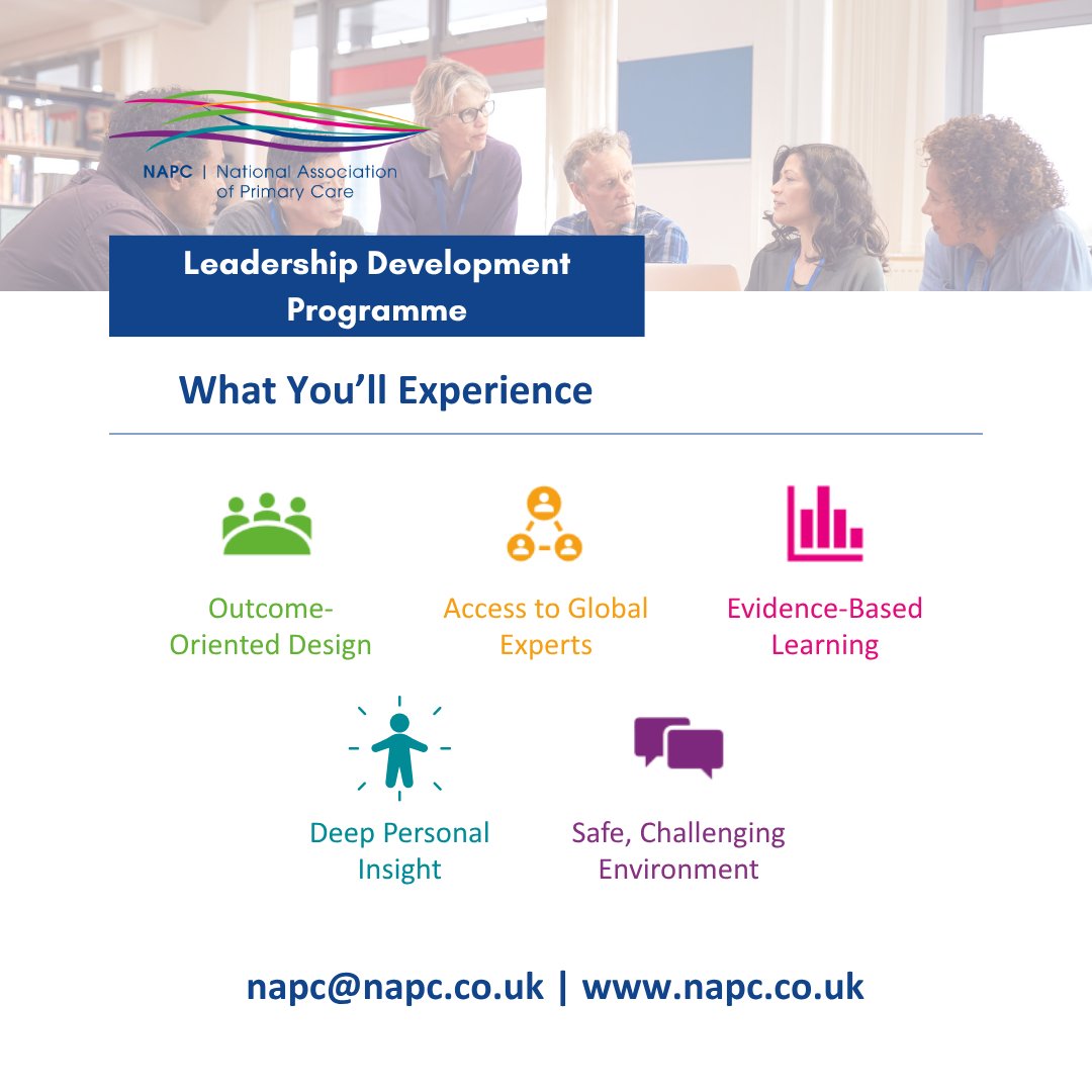NAPC_NHS's tweet image. Are your leadership skills ready for the future of health and care? The Integrated Neighbourhood Teams (#INT) model demands a new mindset, one rooted in collaboration, curiosity, and community.

🔗  napc.co.uk/our-programmes… 

#LeadershipDevelopment #IntegratedCare