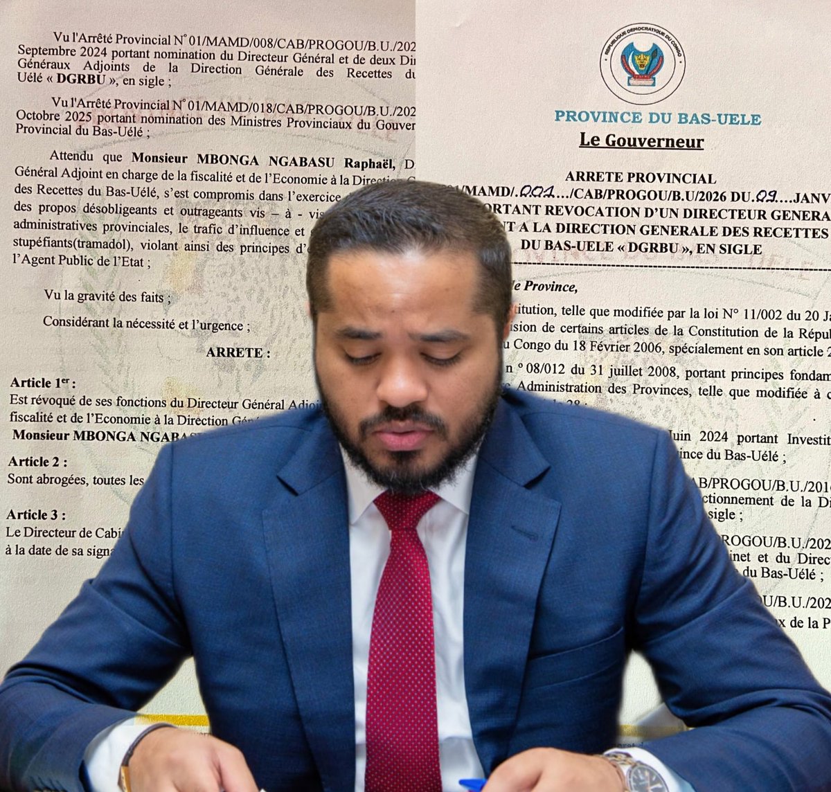 probasuele's tweet photo. 🚨#Bas_Uélé : le gouverneur Mike-David #Mokeni révoque un haut cadre de la #DGRBU  pour vente de tramadol 
@Interieur_RDC @shabani_lukoo
Le Directeur général adjoint de la DGRBU a été révoqué sur décision du gouverneur Mike-David Mokeni pour fautes lourdes, notamment : https://t.co/7WnBQmOx5I