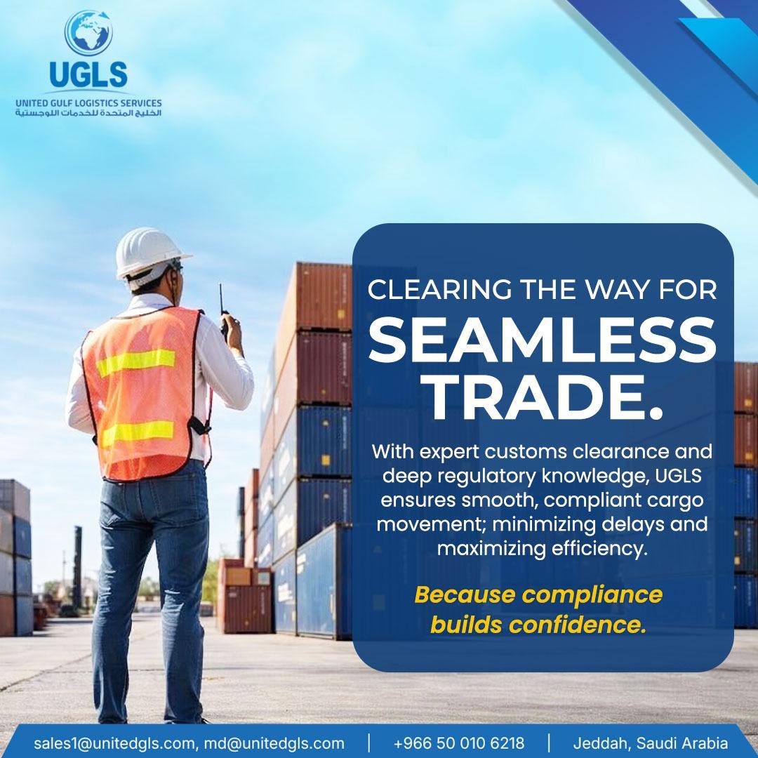 UGLS_sa's tweet photo. Clearing the way for seamless trade.

With expert customs clearance and deep regulatory knowledge, UGLS ensures smooth, compliant cargo movement; minimizing delays and maximizing efficiency.

Because compliance builds confidence.
.
.
.
.
#CustomsClearance #UGLS #TradeCompliance #SmoothLogistics #SaudiArabia
#الموانئ_السعودية
#اللوجستيات
#سلاسل_الإمداد
#رؤية_السعودية_2030