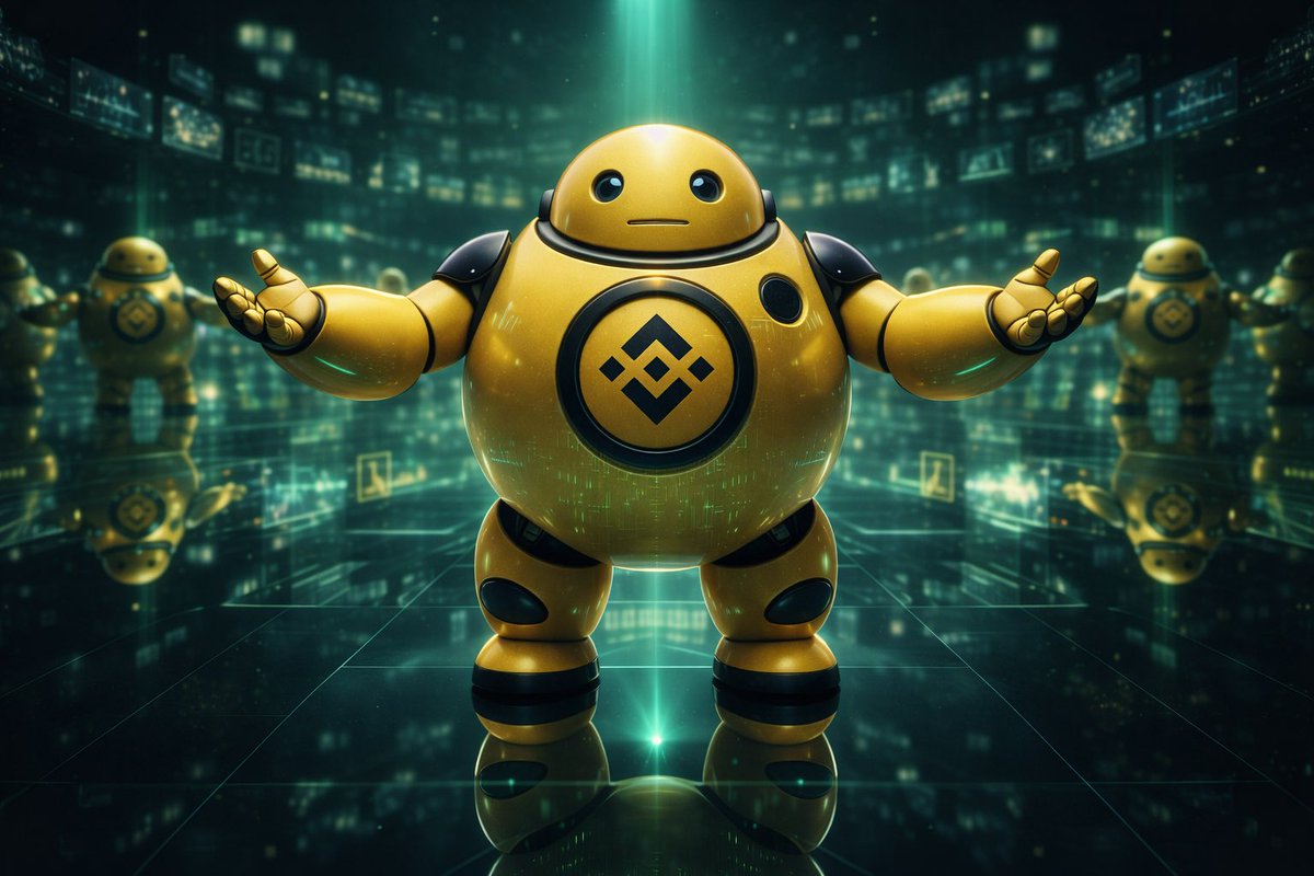 Infinite reflections. One source.
$BINA at the center, arms wide, green light spreading through time.
Every halving, every pump, every correction — all born from block 0.
Markets move. History echoes. Diamond hands endure.
The chain never breaks. 🤖🌌 #BNB <a href="/Four_FORM_/">Four</a>