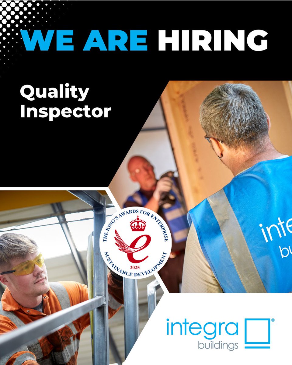 IntegraBuild's tweet image. We're hiring! 📣

We're looking for a talented Quality Inspector to join us.

You'll be responsible for ensuring that our modular buildings meet defined quality, safety and compliance standards. ⭐

For details, and to apply, visit: bit.ly/3NhOoKd

#MakeItModular